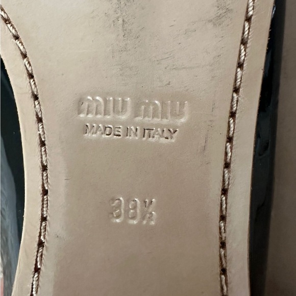 Miu Miu Black Patent Leather Crystal Embellished Ballet Flats Size 38.5 - Picture 7 of 7